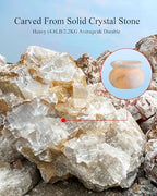 Natural Calcite Tealight Candle Holder, Crystal Bowl, Hand Carved Solid Stone Bowl, Unique Crystal Pattern, Decorative Candle Holder for Home Decor, Bathroom, Meditation, Gift
