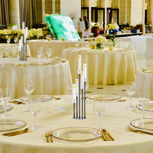 Black Taper Candle Holders for LED Candles Metal 5 Arms Candelabra Candlestick Holders for Wedding Engagement Party Decoration Tabletop Centerpieces (1, M) - size: Medium
