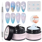 Beetles 3D Gel Nail Art with 3D Mold-2 Pcs Sandy Glow Clear and White Solid Builder Gels for Nails Non-Sticky Sculpting with Dual-Ended Sculpture Pen, Beginner Friendly DIY at Home,UV LED Lamp Needed - color: B4-Clear & White Solid Builder Gel