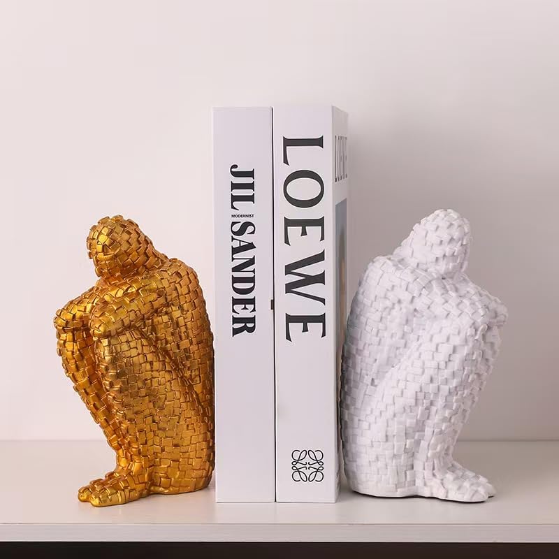 Modern Abstract Geometric Human Figure Sculpture, Contemporary Art Home Decor，3 Colors to Choose from (White) - color: White