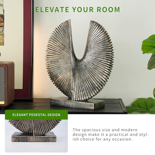 Modern Abstract Round Decorative Sculpture , Dining Living Room Desk Decor,Geometric Home Decor Statues,Shelf Top Decor Aesthetics,making it perfect for placing coffee tables or office shelves - color: 12.4"bronze Colored