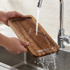 Wooden Tray 7.5 x 4.3 Small Serving Trays Mini Dark Wood Trays Rectangle Wood Tray for Tea Coffee Snack Food Kitchen Bathroom Home Decor