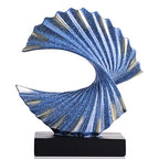 Blue Gold Wave Sculpture, Modern Ocean Wave Home Accents, Resin Art Statue for Shelf, Coffee Table, TV Stand Adornos Modernos - color: Blue