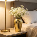 Hosley's 10" High Gold Finish Hammered Metal Vase – Elegant Gift for Floral Arrangements, Weddings, Special Events, Aromatherapy, Spa, Reiki, Meditation - color: Gold