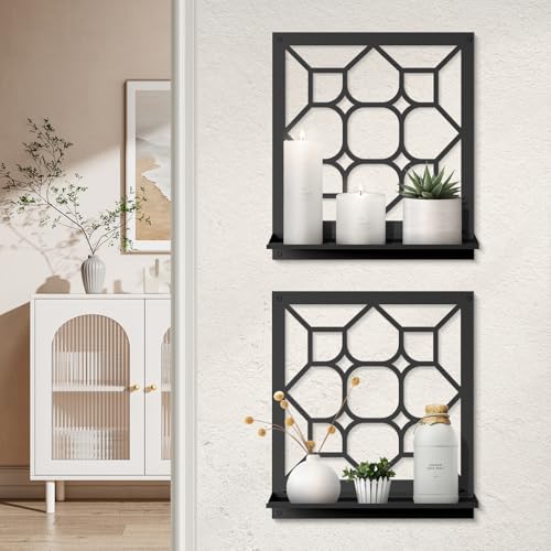 Classical Candle Wall Sconce, Black Bathroom Wall Decor, Farmhouse Wall Art for Living Room Bedroom Bathroom (2 Pack 11.8 x 13 in) - color: Black- Art