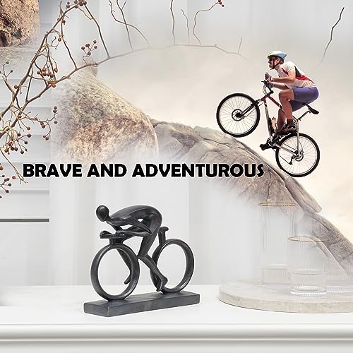 Resin Bike Black Statues Sculptures - Home Decor Shelf Decor Inspirational Decorations Bicycle Enthusiasts Gifts Office Table Aesthetic Decor for Shelves Accents 8.25 * 2.5 * 6.5 Inch