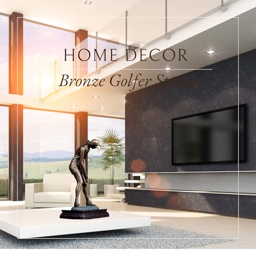 18.9'' Bronze Female Golfer Statue, Handcrafted Golf Figurine Sculpture with Solid Bronze & Marble Base, Classic Sports Decor for Home Office, Collectible Art Piece & Golf Gift - size: 18.9" Madam