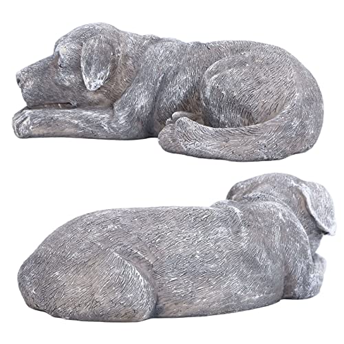 Hapivida Dog Garden Statue, Puppy Garden Memorial Stone Sleeping Dog Sculpture Decor Outdoor Resin Realistics Sculptures Grey - size: Grey Dog