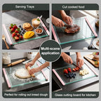 Tempered Glass Cutting Board Set for Kitchen Counter - Dishwasher Safe with Juice Grooves, Non-Slip Silicone Edges & Beveled Grip - 16"x12" & 12"x8" Serving Tray - Pink - color: Pink