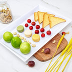 I00000 8 Pack White Plastic Serving Tray, 15" x 10" Rectangle Food Trays, Disposable Serving Platter for Parties, Internal Inclined Design Perfect for Weddings and Party - color: White