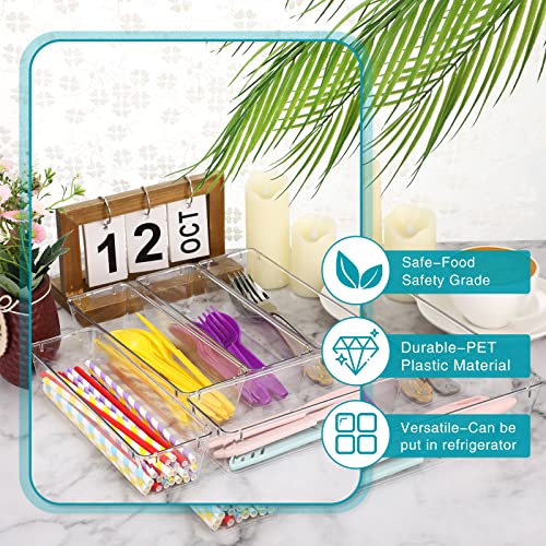 Maitys 12 Pcs Clear Drawer Organizer 9 x 3 x 2 Inches Plastic Rectangle Trays Makeup Vanity Storage Bins and Kitchen Drawers Dividers for Office Desk Silverware Kitchen Utensils(Clear) - color: Clear, size: 9 x 3 x 2 Inches