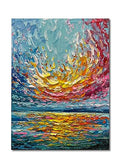 Limiyer Art 40x28 Inch hand-painted sea Sunrise landscape Modern Abstract Oil Painting Large Canvas art Hall Bedroom Office Wall Decoration - color: YI030