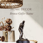 9.1'' Bronze Golf Putting Statue, Handcrafted Golfer Figurine Sculpture with Marble Base, Classic Sports Art Collectible for Home Office Decor and Golf Enthusiasts Gift - size: 9.1" Man