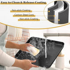 E-far 12.3x9.5x1 Inch Cookie Sheet for Baking, Nonstick Metal Oven Tray Pan for Cookies Jellyroll Cake, Nontoxic Rectangle Carbon Steel Baking Pan for Toaster Oven, Warp Resistant & Easy Clean - size: 12.5x9.5x1 Inches