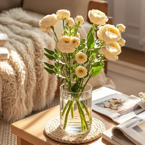 5 Inch Small Glass Cylinder Vases for Centerpieces | 12pcs Clear Flower Vase for Wedding Decorations, Floating Candle Vases in Bulk, Hurricane Candle Holders for Table, Home Décor - color: 5 Inch