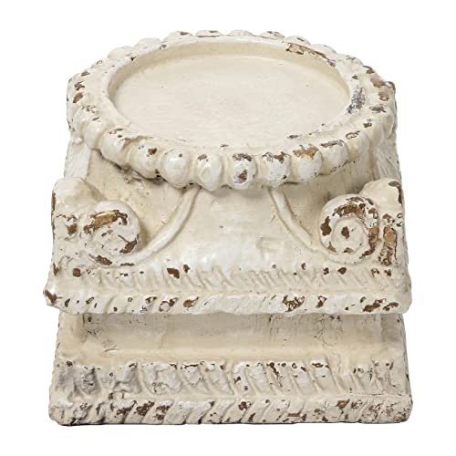 SOFE Column Pedestal Stand for Decoration Display, Distressed White Small Plant Stand, Large Candle Stand, Column Side Table, Classic Plinth Bases for Wedding Party Home Garden