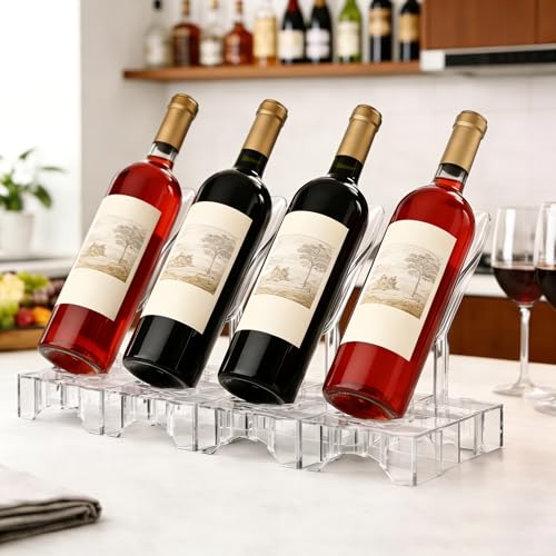 Clear Acrylic Wine Rack, Modular Stackable Countertop Wine Bottle Holder with Leaf Shaped Support, Multi Purpose Versatile Wine Display Stand for Home Bar Party Daily Organizing (4pcs) - color: Transparent - 4pcs