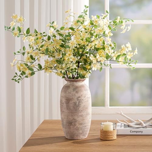 Ceramic Rustic Flower Vase, Large Farmhouse Vases Home Decor, 12.5" Tall Pottery Decorative Pampas Vase for Table Living Room Entryway Mantel Bookshelf Bedroom Bathroom Kitchen - color: 12.5“ H - Rustic