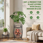 TOSKING 2-Tier & 9.1'' Single Metal Plant Stand Set – Single Stand with Adjustable Leveling Feet, Rustproof Heavy Duty Flower Pot Holder for Indoor/Outdoor, Stable Multiple Plant Rack for Balcony Garden Patio Living Room Bedroom, Black - size: 2Tier-19.5'