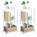 Clear Acrylic Narrow Side Table Set of 2 for Small Spaces, 15.75" L x 7.87" W x 26.7" H, 3 Tier Rectangle Slim End Table Nightstand, Small Mini Skinny Bedside Table for Bedroom, Living Room - size: 3 Tier 2-Pack 26.7“H