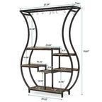 Tribesigns 6-Tier Plant Stand, 70.9 Inch Tall Plant Shelf with 10 Hanging Hooks, Vase Shape Ladder Plant Stand, Multi-Purpose Plant Display Rack for Indoor, Balcony, Living Room, Brown and Black