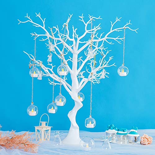 Sziqiqi Hanging Glass Globes Orbs Tea Light Candle Holders fillable with Trinkets for Wedding Ornaments, Wedding Birthday Christmas Party Centerpiece Accessory 2.36inch 30pcs +6 Extra - color: Without Led, size: 36pcs