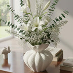 White Ceramic Vase, 8.2 Inch Modern Boho White Flower Vase for Home Decor, Unique Vase for Farmhouse Living Room Cabinet Table Centerpieces Wedding Decorations - size: Large