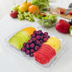 6 Pack Clear Plastic Serving Trays for Party, 9 x 13 Inch - Heavy Duty Plastic Trays for Food - Rectangular Party Serving Trays and Platters - Clear Disposable Trays - color: Clear