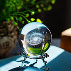 H&D HYALINE & DORA 2.36Inch/60MM Engraved 3D Galaxy Ball Paperweight Crystal Display Globe Full Sphere Glass Paperweight Fengshui with Metal Stand - color: 60mm Galaxy