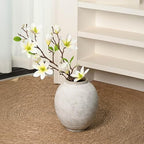 Large Textured White Ceramic Pottery Vase - 9.6'' Tall Rustic Farmhouse Round Vases for Home Decor, Big Decorative Terracotta Vase for Living Room, Fireplace, Table, Shelf - style: Modern Farmhouse Barn