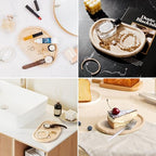 Natural Travertine Tray, Special-Shaped Jewelry Tray, Marble Ring Dish for BathroomCountertop, Nightstand,Dressing Table, Bedside Table, Home Decor, Beige(Middle)(NS025) - size: 9.1" x 6.3" x 0.6"