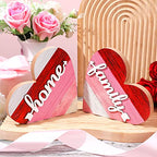 Jetec 2 Pcs Rustic Wooden Heart Table Decor, Daisy Farmhouse Home Decor, Bless This Home & Be Kind Sign for Living Room, Dining Room, Shelf & Mantel, Ideal Housewarming & Birthday Gift(Sweet Style) - style: Sweet Style