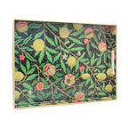 15.8" x 11.8" Black Plastic Serving Tray with Handles, Pomegranate & Lemon Fruit Botanical Pattern with Gold Trim, for Ottoman, Coffee Table, Vanity - color: Pomegranate & Lemon Fruit
