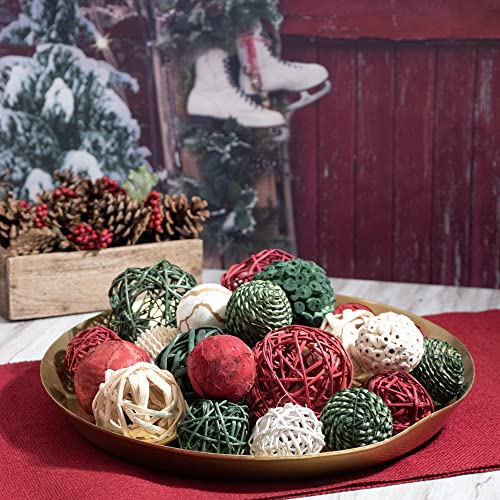 ANDALUCA Holiday Red, White & Green Decorative Vase & Bowl Filler Bag with Orbs, Balls (Green) - color: Green
