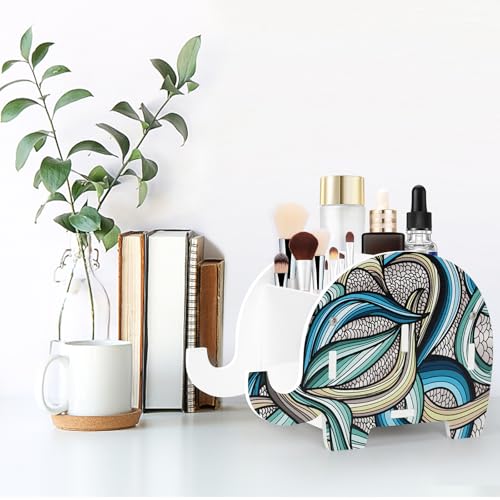 MOKANI Pen Pencil Holder for Desk Cute Elephant Gifts Desk Organizer Marker Makeup Brush Holders Workspace Organizers Office Decor Accessories with Phone Stand Christmas Gifts For Women Men Adults - color: A: Indian Elephant