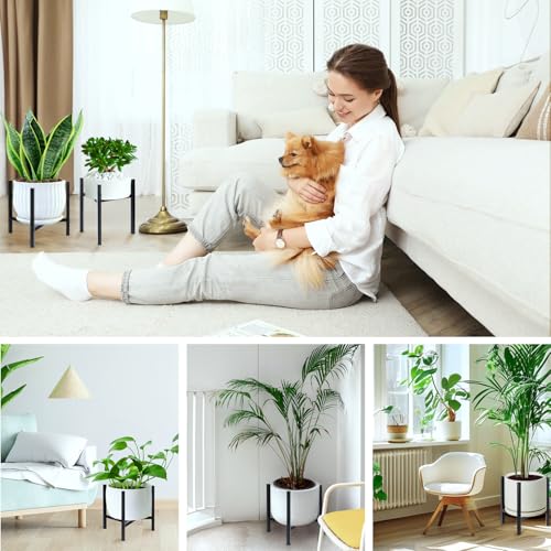 Airpark Plant Stand Indoor Adjustable, Metal Modern Plant Stands, Heavy Duty Stable Plant Pot Flower Holder Indoor Outdoor Corner, Fit 8 9 10 11 12 inch Pots, Black (Pot & Plant Not Included) - color: Black