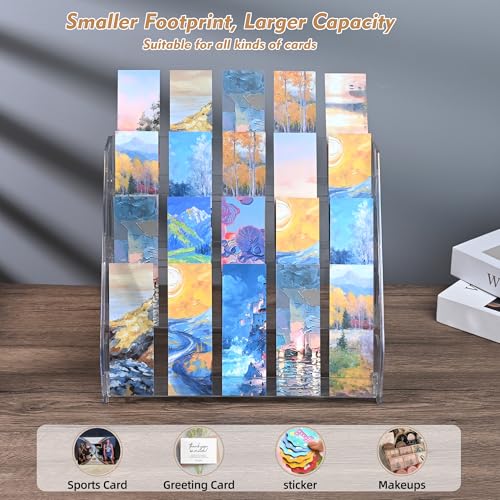 Acrylic Bookmark Display Stand, Portable Sticker Holder for Vendor Events Retail, 4 Tier Clear Display Shelf Rack for Greeting Card, Postcards, Brochures