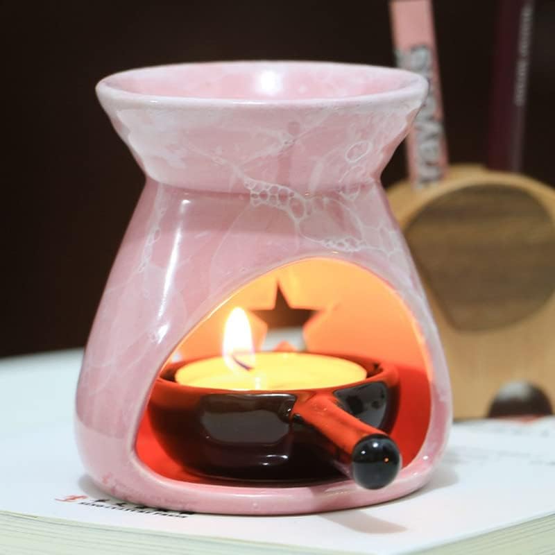 Blue Ceramic Essential Oil Burner Tealight Candle Holder Decorative Aroma Diffuser - color: Blue