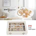 Vicoter Velvet Jewelry Box 24 Grid Jewelry Ring Display Organiser Box Tray Holder Earrings Storage Case for Girls Wife Mom Women (Beige) - color: Beige