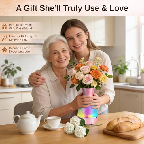 3-in-1 Vase Bluetooth Speaker With Ambient Light & White Noise, 8H Playtime, Water-Safe Flower Vase for Bedroom, Living Room Decor, Mother's Day,Birthday Gift for Women, Mom, Wife or Girlfriend - color: Pink