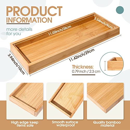 Chengu 3 Pcs Bamboo Vanity Trays for Bathroom Small Wooden Serving Tray for Bathroom Counter Food Appetizer Tea Dessert Kitchen Candle Tissue Toilet Tank Home Decor, 11 x 4 Inch(Rectangle Style) - style: Rectangle Style