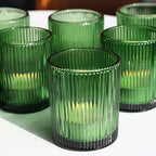 VOHO 12pcs Candle Holder Ribbed Glass, Green Votive Candle Holders for Wedding Party Table Centerpieces, Glass Tealight Candle Holder for Birthday Gift(2.1'' x 2.6'', Green) - color: Green