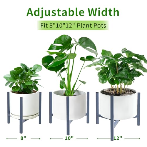 Aripark Plant Stand Indoor Adjustable, Metal Modern Plant Stands Small, Heavy Duty Stable Plant Pot Flower Holder Outdoor Corner, Fit 8 9 10 11 12 inch Pots, Sparkling Blue (Pot & Plant Not Included) - color: Sparkling Blue