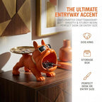 French Bulldog Tray Sculpture – Multifunctional key tray and candy bowl, resin bulldog statue, suitable for entryway tables, office desks, living room use, home decor gift. (orange)
