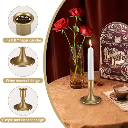 Candlestick Holders,Gold Taper Candle Holder,Metal Candles Sticks Holders,Candle Holders for Table Centerpiece Wedding Christmas Table Decor, Set of 6 - color: Gold