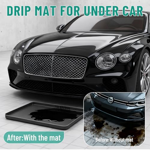 Oil Drip Mat for Under Car, 34x22in Silicone Oil Spill Mat for Garage Floor, No Splatter Non-Slip Oil Drip Pan Driveway Oil Catch Tray,Protect Garage Surface from Spill & Stain-Black - color: Black