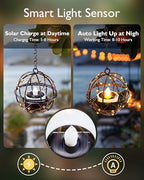 Homemory Solar Tea Lights Outdoor Waterproof Hanging Lanterns, Beaded Copper Wire Ball Holders with Solar Powered Tea Lights Candles, Ideal for Patio, Garden, Backyard, Pergola, Tree, Fence, 4-Pack - color: 4-Pack, Hanging Lanterns Solar Tealights