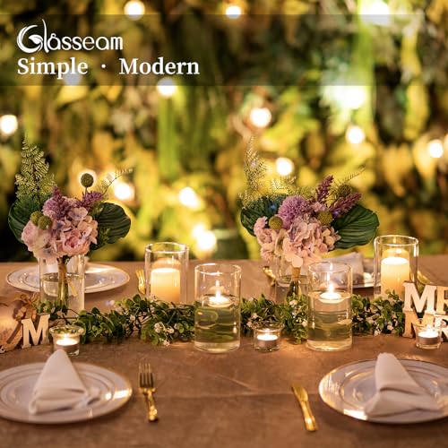 Glasseam Hurricane Glass Candle Holder Set of 6, Cylinder Clear Candle Holders for Pillar Candles, Modern Cylinder Vases for Floating Candles, Vases for Centerpiece Wedding Table Decorations, 6inch - color: 6, size: 6in