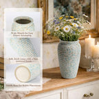 BEAHOT Ceramic Vases Set of 3 – 6.7-inch Handmade Blue & White Pottery Trio with Speckled Glaze – Decorative Flower Vases Home Decor for Table Mantel Entryway Shelf Living Room Kitchen Bathroom - size: Blue White 3 set