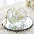 Hushee Clear Round Glass Vases for Centerpieces 4” W x 3.15” H Bubble Bowl Ribbed Glass Flowers Vases for Table Centerpieces Candle Holders for Wedding Event Home Decor
